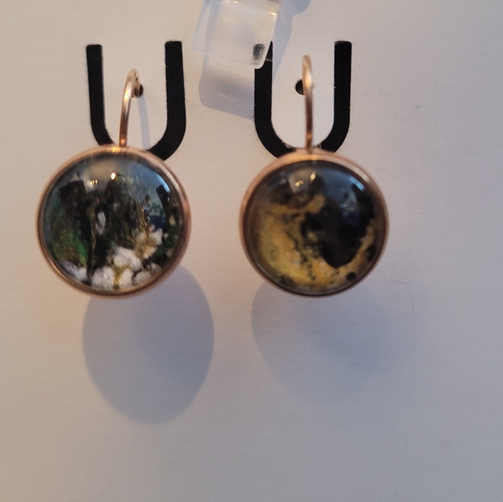 Handpainted glass earrings